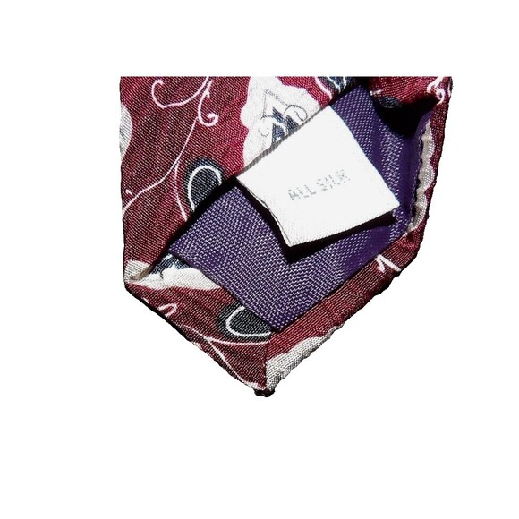 Pierre Cardin Necktie Paisley Navy Blue Burgundy 59" Long 100% Silk Made in USA - Picture 3 of 5